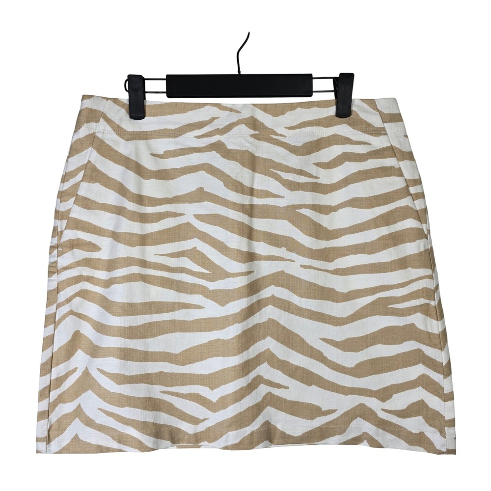 LOFT Women's Skirt Zebra Print White Tan Mini‎ Casual Size 8